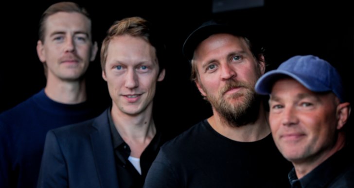 Pål Sverre Hagen, Simon J. Berger, Tobias Santelmann och Jon Øigarden från serien "Exit".