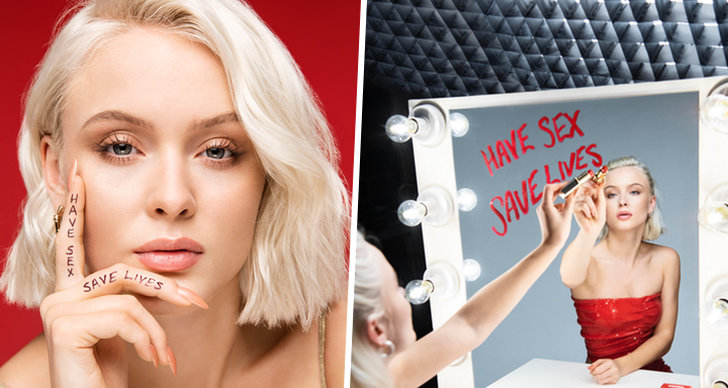 Zara Larsson kampanj för Durex och (RED), Ritar på spegeln