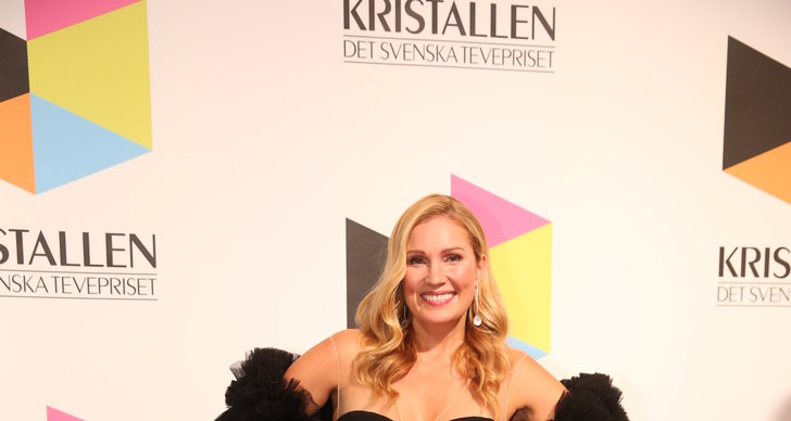 Jessica Almenäs på röda mattan under Kristallen 2018